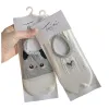 Two sets of white packaging cartoon boat socks, grey base, black ears, pink cheeks, small animal style, white base, heart-shaped knitted pattern Item Picture
